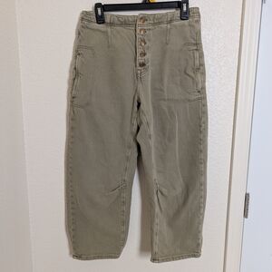 FREE PEOPLE WE THE FREE Osaka Mid-Rise Barrel Jeans Green Size 27